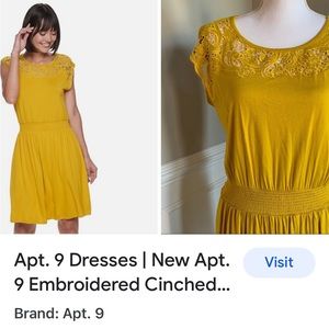 Apt 9 Dresses Embroidered Cinched Waist Dress size Large